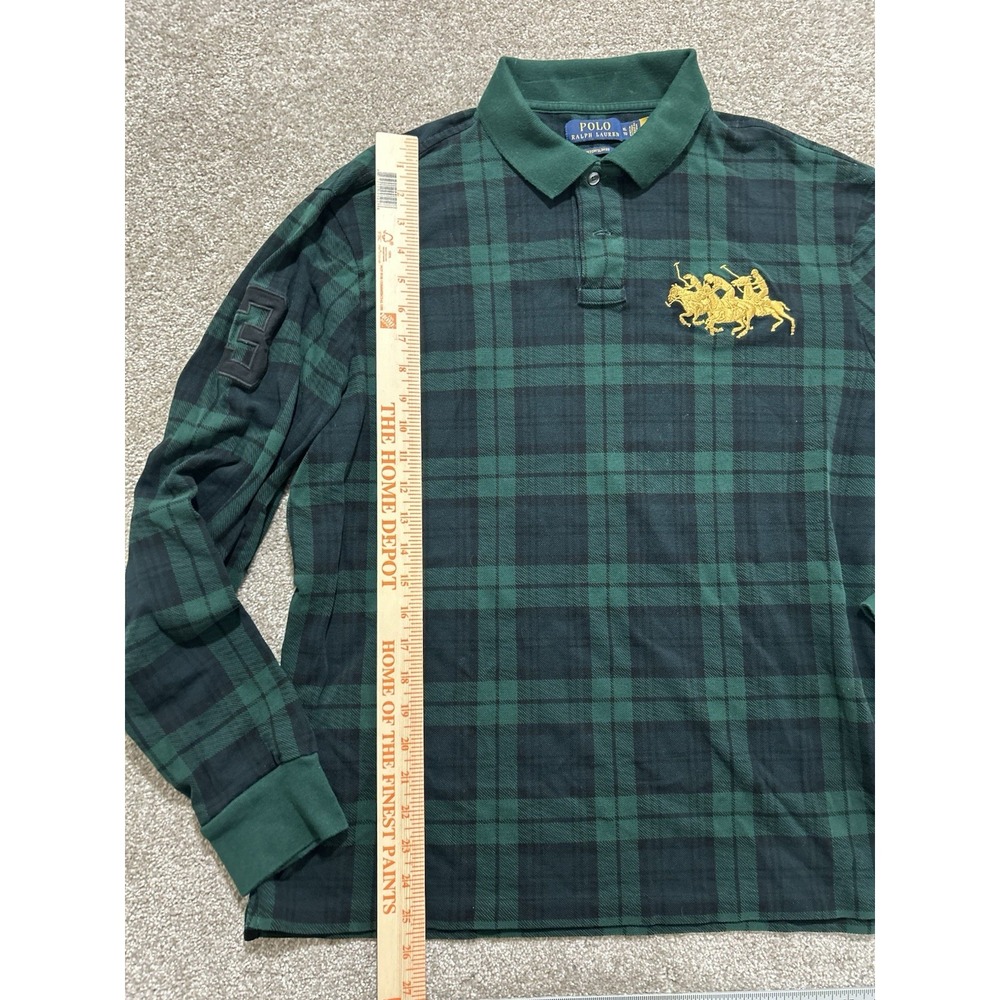 Polo Ralph Lauren Men's XL Plaid Pony Stampede Long Sleeve Custom Slim Fit Polo - Picture 3 of 8